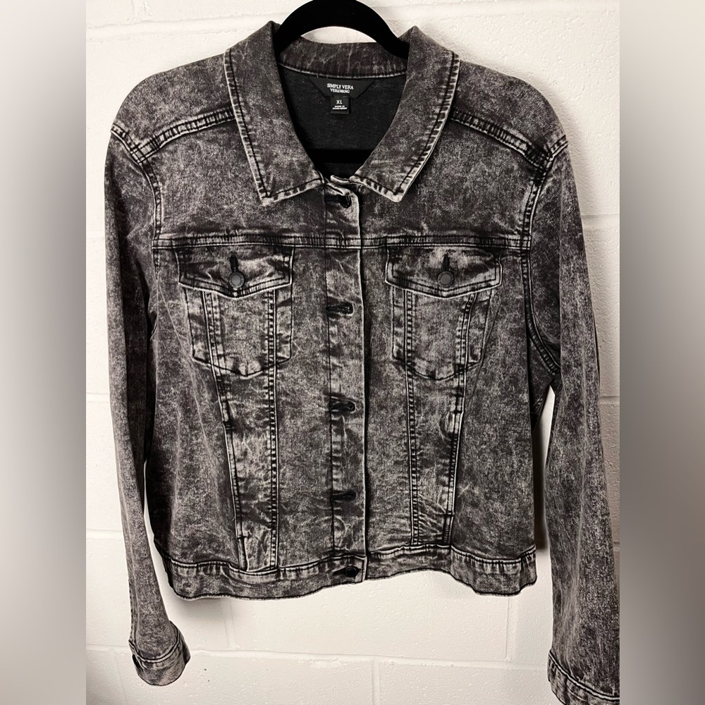NWOT Simply Vera Vera Wang Charcoal Jean Jacket XL